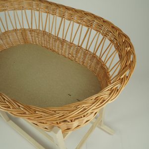 Wiklinowy kosz Mojżesza OLIWIA naturalny z kołyską i pościelą muślinową - beżową. - obrazek 5