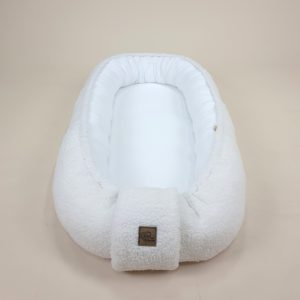 Kokon niemowlęcy / gniazdko TEDDY baranek + MUŚLIN - biały.